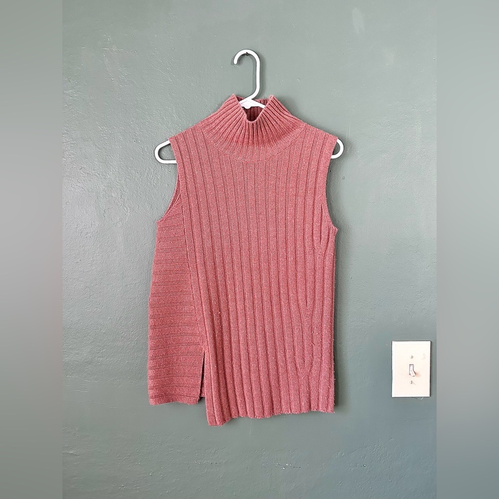 Vince Tan Wool & Cashmere Sleeveless Turtleneck Sweater